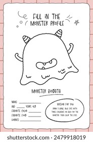 drawing and coloring monster worksheet printable for kids education fun learning activity