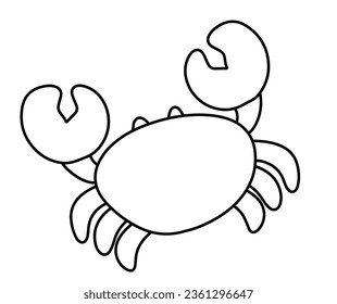 Drawing and Coloring Page Crab Vector Animated Cartoon illustration for  Kids and Children Ocean and Sea Animal Book Elements Isolated on White Background
