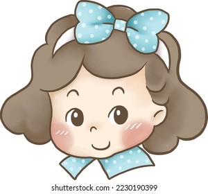 Girl​ profile​ logo​ illustrations​ drawing chibi​ cartoon​ kawaii​ manga​ ​anime​ character​ freehand​ colors clipart​ anime​ comic​