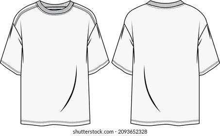 Drawing a comfortable oversized T-shirt. Vectorial file unisex clothing