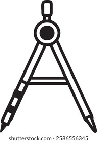 Drawing compass with adjustable legs ending with sharp points, essential tool for precise measurements and creating circles and arcs in technical drawing, geometry, and mathematics