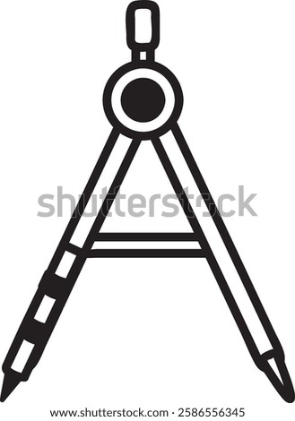 Drawing compass with adjustable legs ending with sharp points, essential tool for precise measurements and creating circles and arcs in technical drawing, geometry, and mathematics