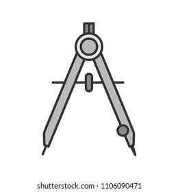 Drawing compass color icon. Divider. Drafting. Isolated vector illustration