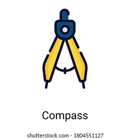 drawing compass color line icon isolated on white background