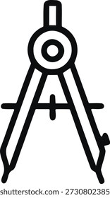 Drawing compass or divider line icon. Precision tool for geometry, architecture, and engineering sketches. Outline vector symbol isolated on white background.