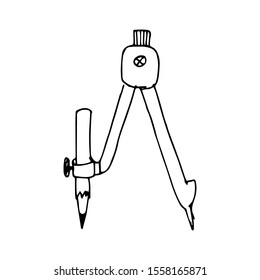 Drawing Compass Doodle Icon Vector 