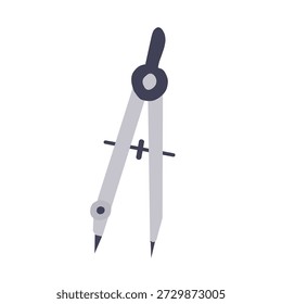 Brújula de dibujo en estilo de dibujos animados planos para tema de arte de geometría. Perfecto para la educación escolar, dibujo técnico, ilustración y proyectos de diseño.