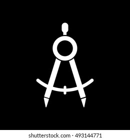Drawing Compass Flat Icon On Black Background