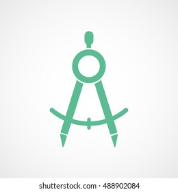 Drawing Compass Green Flat Icon On White Background
