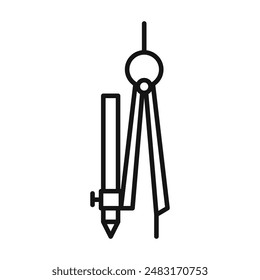 drawing compass icon Black line art vector