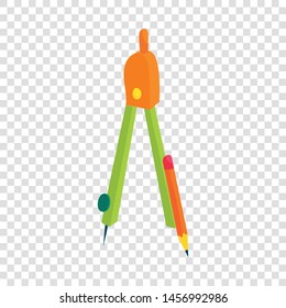 Drawing compass icon in cartoon style isolated on background for any web design