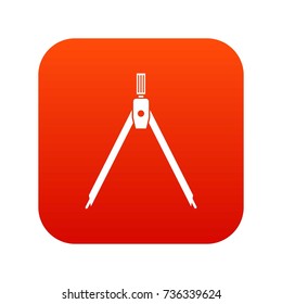 Drawing compass icon digital red for any design isolated on white vector illustration