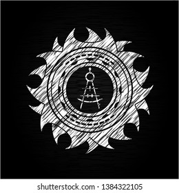 drawing compass icon drawn with chalkboard texture