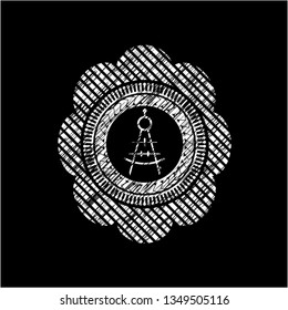 drawing compass icon drawn on blackboard
