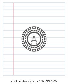 drawing compass icon drawn with pencil strokes. Vector Illustration. Detailed.