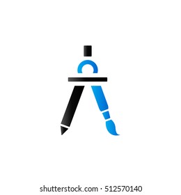 Drawing compass icon in duo tone color. Illustration painting work tool