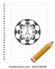drawing compass icon emblem with pencil effect. Vector Illustration. Detailed.