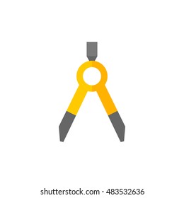 Drawing compass icon in flat color style. Illustration painting working tool precision
