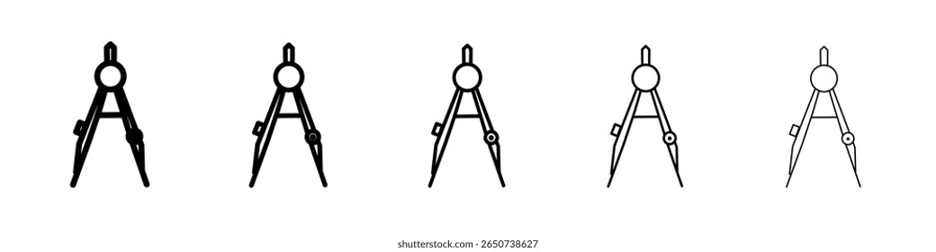 drawing compass icon flat illustration set logo