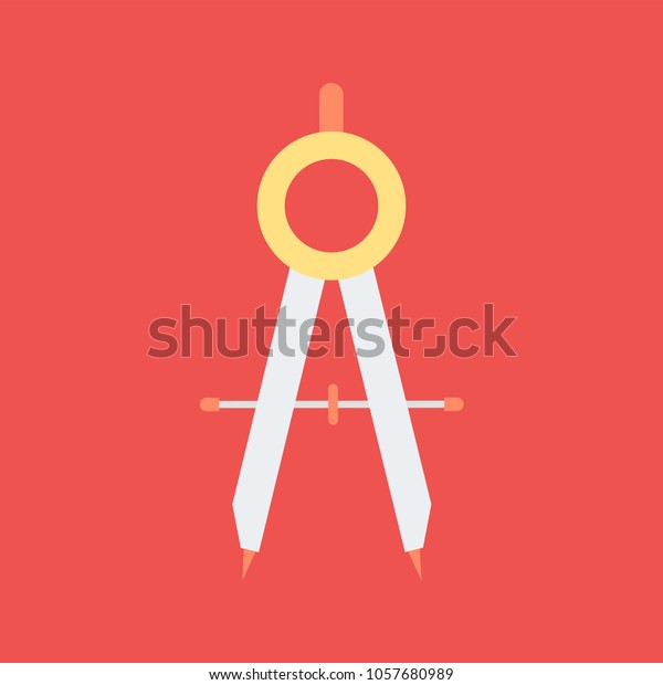 Drawing compass icon in a flat style.\
Drawing and educational tools. Vector\
illustration.