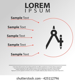 drawing compass icon. drawing compass infographics template