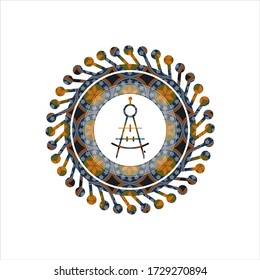 icono de brújula de dibujo dentro del fondo del emblema arabesco. decoración árabe. 
