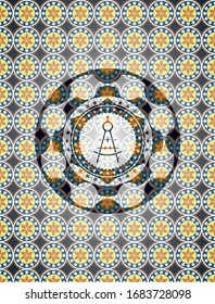 icono de brújula de dibujo dentro del fondo de la placa árabe. Decoración árabe.