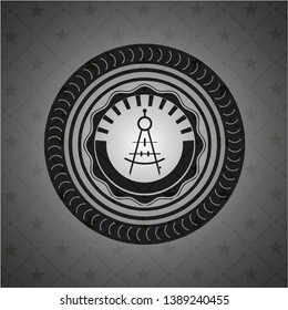 drawing compass icon inside black emblem