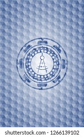 drawing compass icon inside blue hexagon badge.