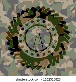 drawing compass icon inside camouflage texture