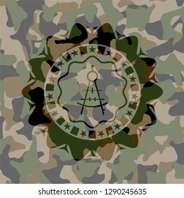 drawing compass icon inside camouflage texture