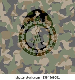 drawing compass icon inside camouflaged emblem