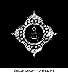 drawing compass icon inside chalk emblem