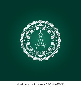 drawing compass icon inside chalk emblem