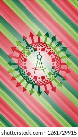 drawing compass icon inside christmas colors badge.