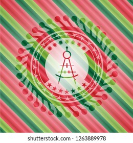 drawing compass icon inside christmas emblem.