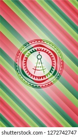 drawing compass icon inside christmas badge background.