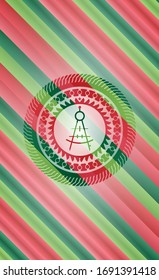 drawing compass icon inside christmas colors emblem.