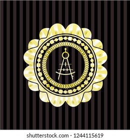 drawing compass icon inside gold shiny badge