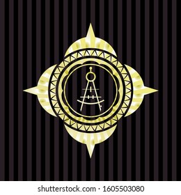drawing compass icon inside gold badge or emblem