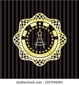 drawing compass icon inside golden badge