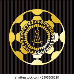 drawing compass icon inside golden emblem