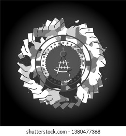 drawing compass icon inside grey camouflage texture