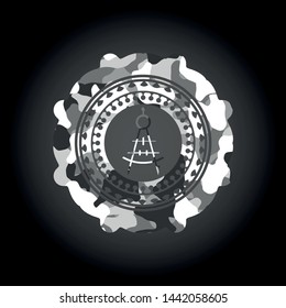drawing compass icon inside grey camouflaged emblem