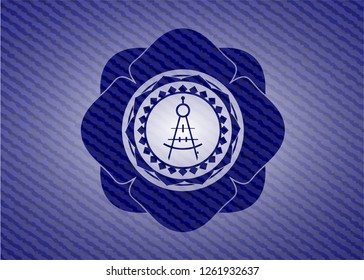 drawing compass icon inside jean background