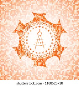 drawing compass icon inside orange mosaic emblem