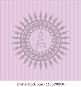 drawing compass icon inside pink icon or emblem
