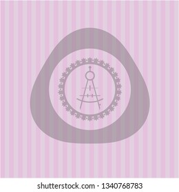 drawing compass icon inside pink icon or emblem