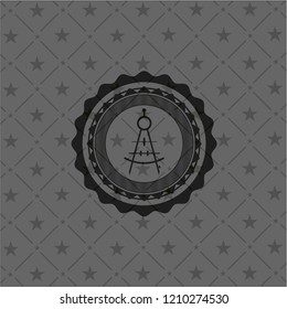 drawing compass icon inside realistic black emblem