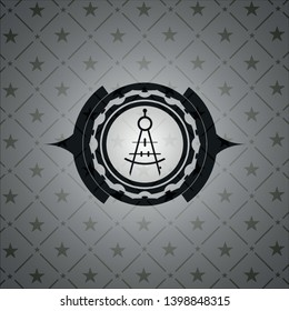 drawing compass icon inside realistic black emblem
